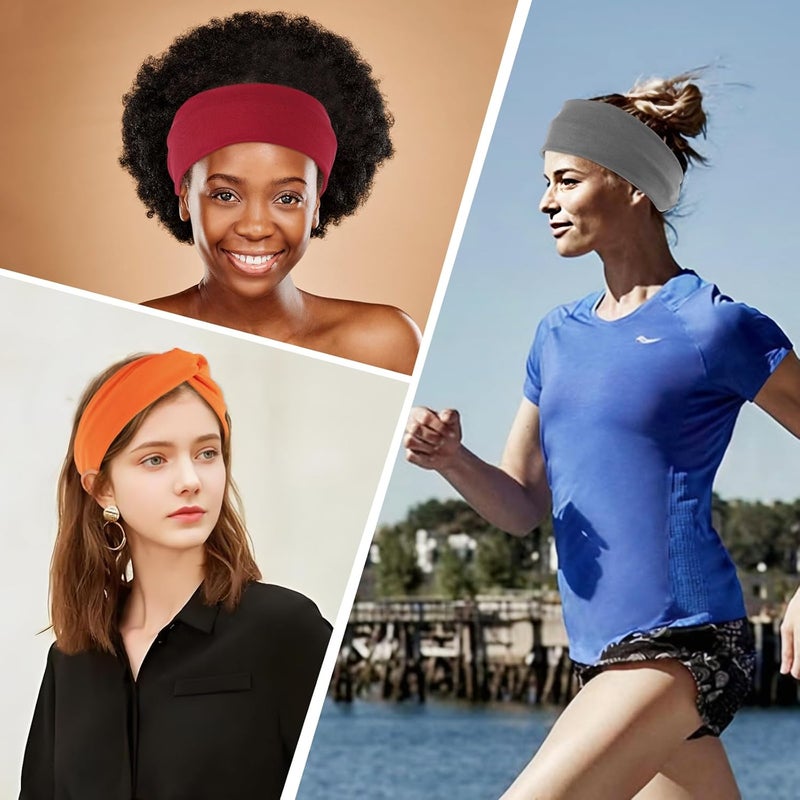 Luuao 12 Pcs Stretchy Sport Headbands for Women,Absorbed Sport Headband Soft Twist Knotted Headbands for Yoga, Workout Daily Life - Image 5